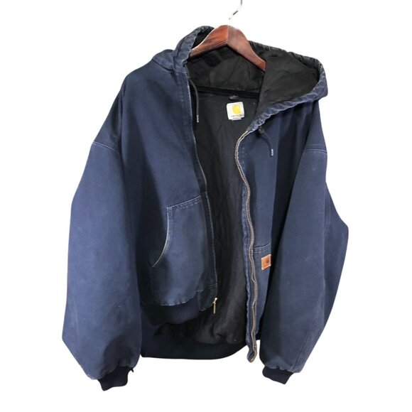 Carhartt Mens Jacket Size 5XL Hooded Full Zip Classic Quilted Gorpcore Navy - Picture 1 of 16